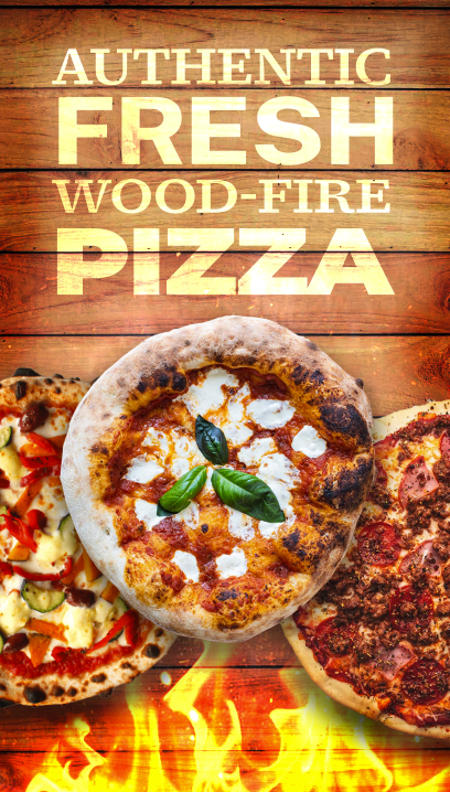 Sample social post for wood fire pizza